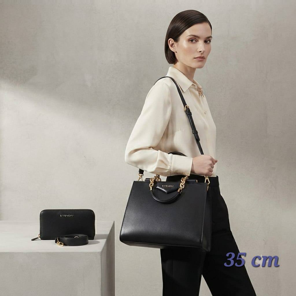 GIVENCHY Antigona Handbag
With Zipper Long Wallet
And Long Belt Strap
Gold Hardware
Size : 35 cm

120 dhs🇦🇪🇦🇪

Zain239
♥️♥️♥️