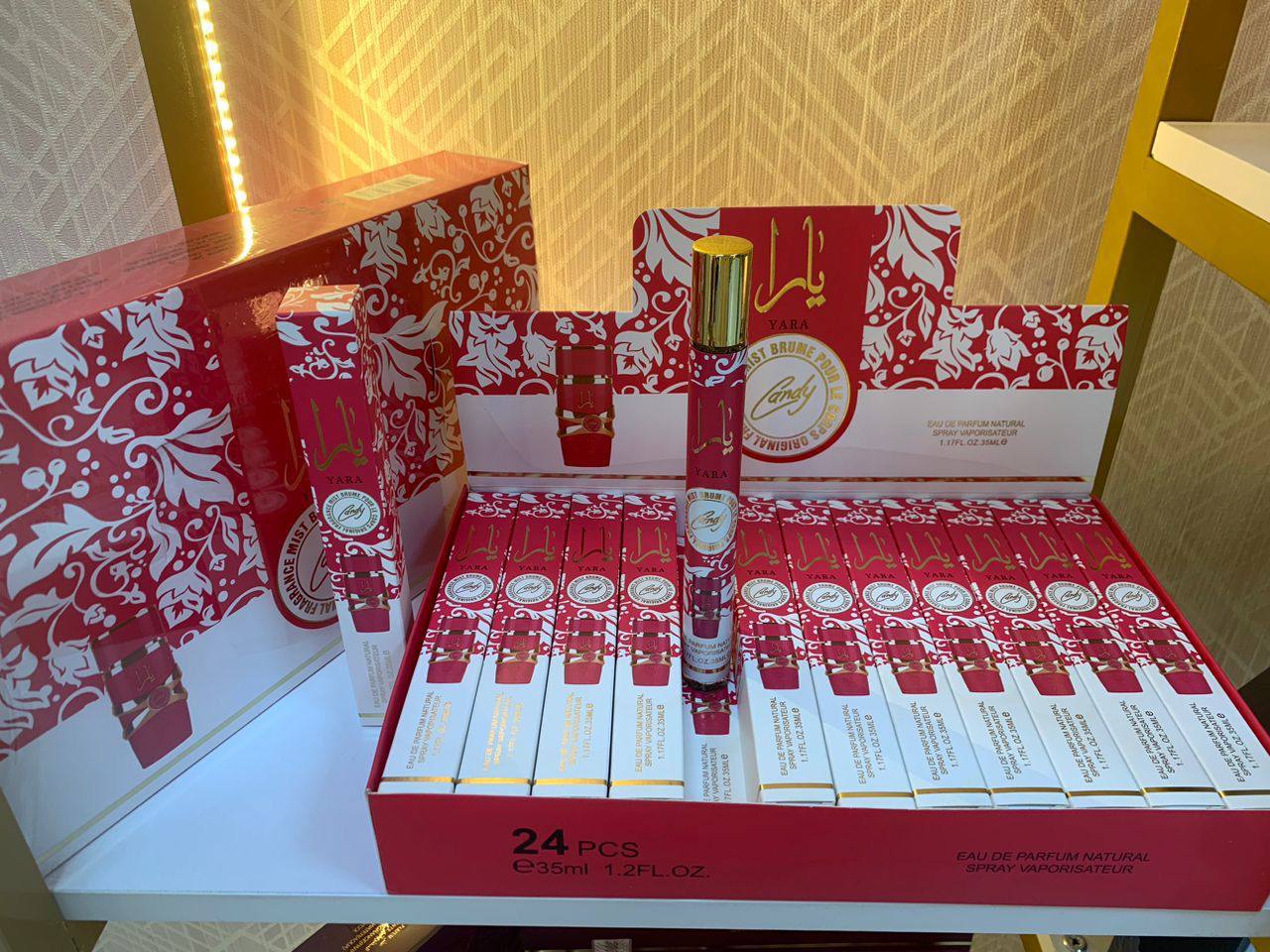 Perfume Boxes
95 dhs✅
box 24pcs 
35ml each bottle.

Zain211
♥️♥️♥️