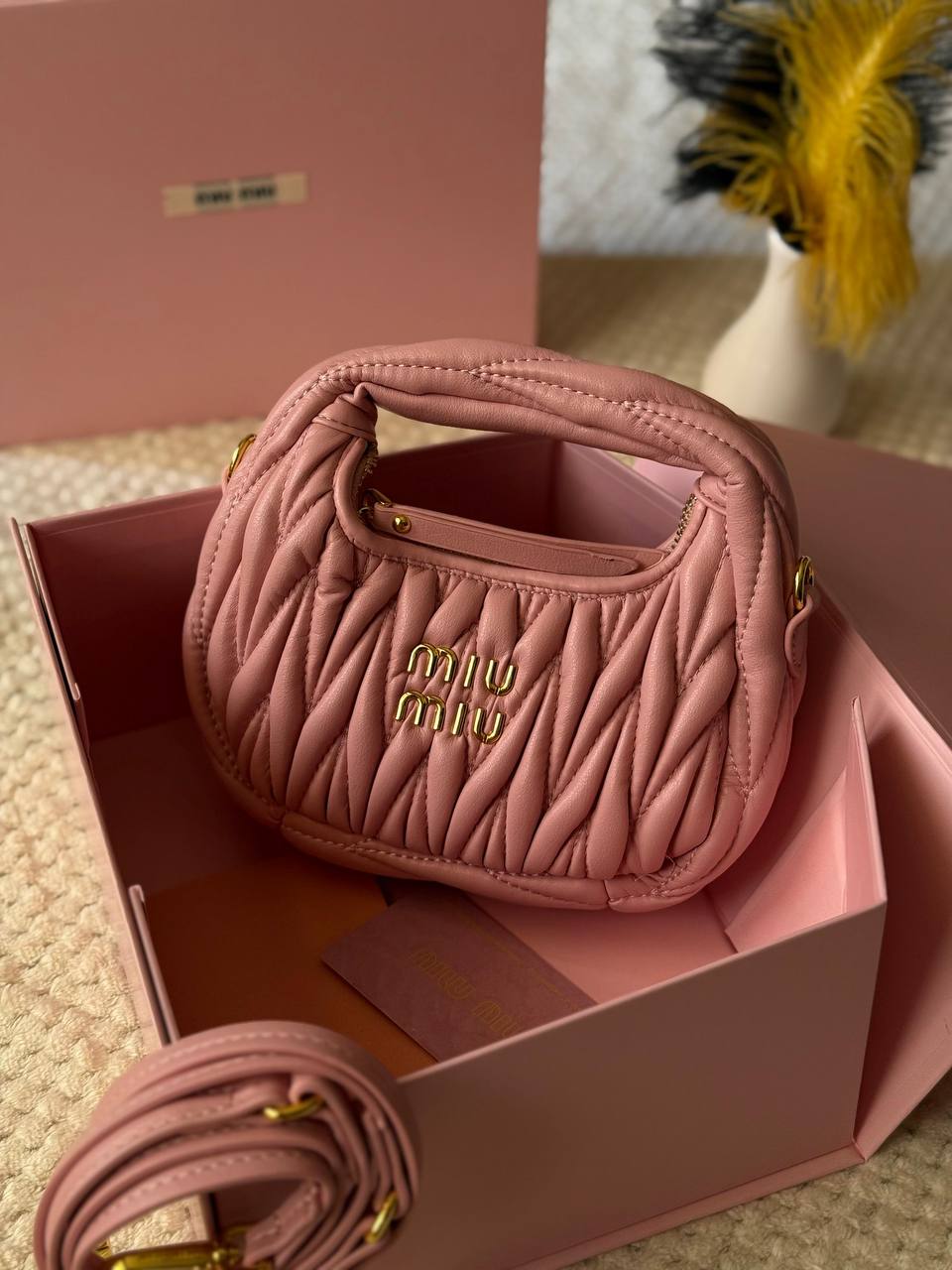 Available Again✨✨✨
MIU MIU

18cm
280 dhs🪙🌺

22cm
300 dhs🪙🌺

Top quality 
With box🎁

Zain167
♥️♥️♥️