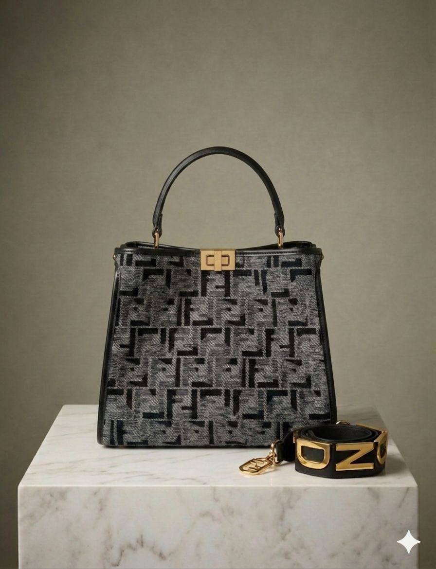 FENDI Peekaboo Bag
In Zucca Jacquard
Canvas Material
With Belt strap Gold Logo
No BOX
Size : 30 cm

100 dhs🇦🇪🇦🇪

Zain239
♥️♥️♥️