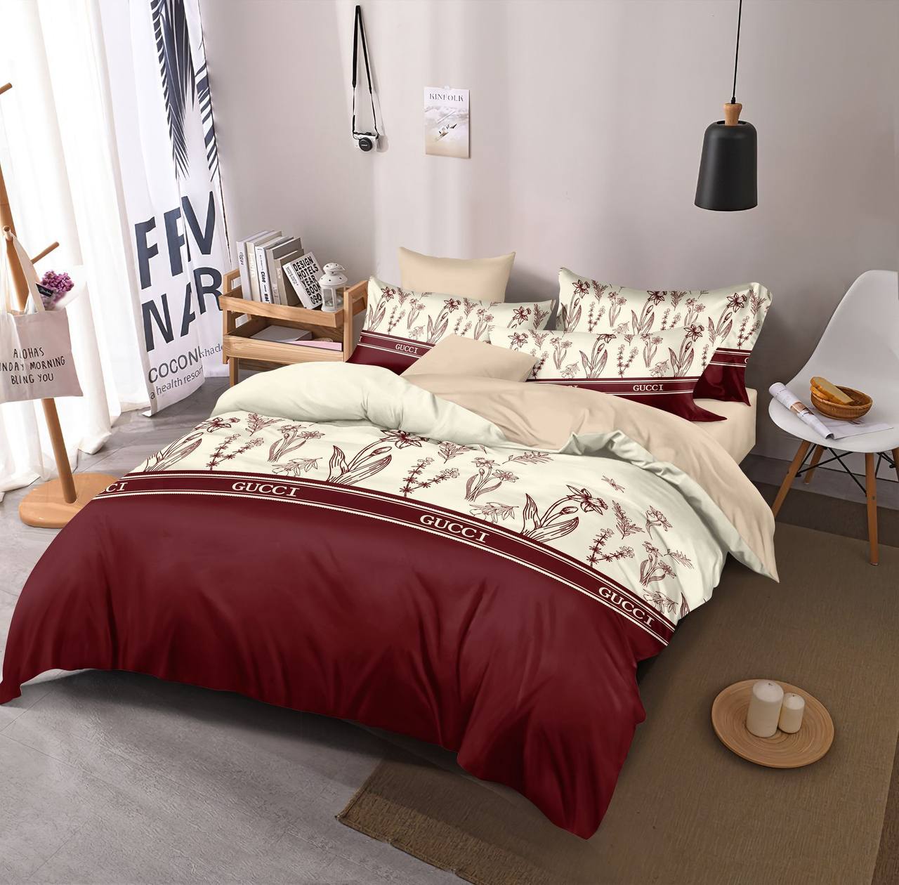 Master quality 
King size cover 6pcs set 
1 bedsheets 
1 Duvete cover 
4 pillowcases 
6 pcs set 
120 dhs🇦🇪

Zain99
♥️♥️♥️