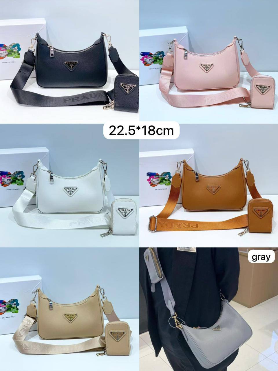 💞 Prada 2 in 1
1️⃣ First quality ＋🎁
Size : 22.5 * 18 * 6 cm
90 dhs🪙🌨️

with box🎁

Zain115
♥️♥️♥️