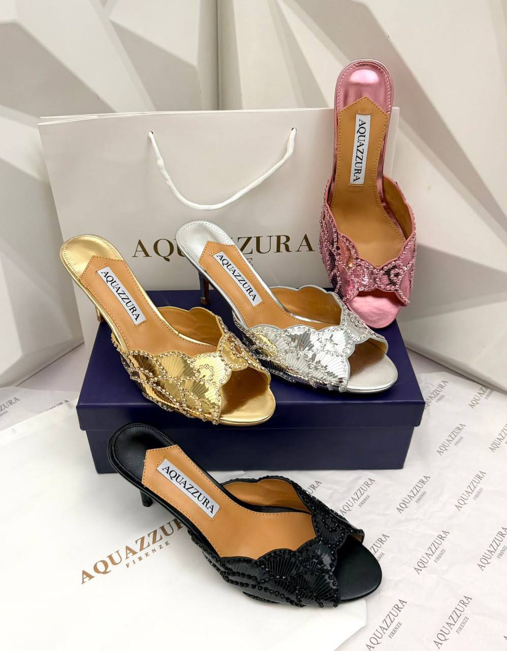 AQUAZZURA 
MASTER QUALITY 😍
SIZE 36-41 AVAILABLE 
280 dhs💓

Zain88
♥️♥️♥️