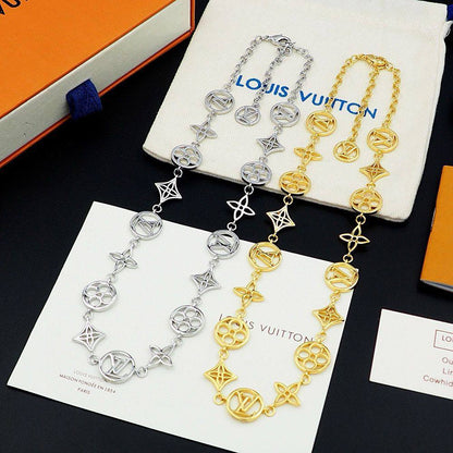 LV Set 💎
Necklace 
Earrings 
Bracelet 
Master Quality 🦋

*175* AED normal box 📦

Zain48
♥️♥️♥️