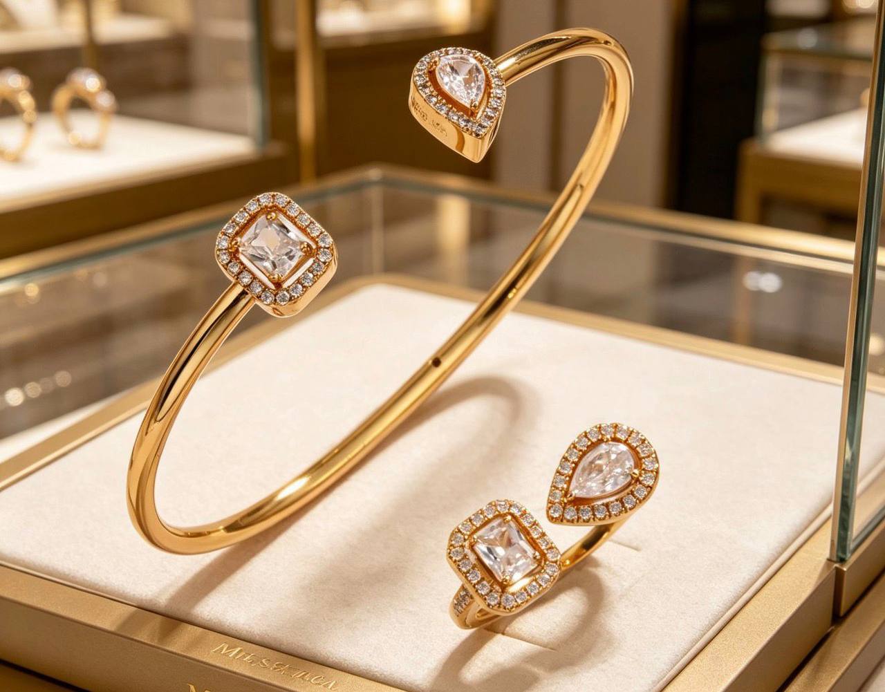 Messika SET❤️‍🔥*
Necklace 🦋
Earring🐦‍🔥
Bangle 🌸
Ring 💍 free size ✨
Master quality 💯
With normal boxes 📦 
190 dhs✅
With master box 🗃️ 
240 dhs✅

Zain216
♥️♥️♥️