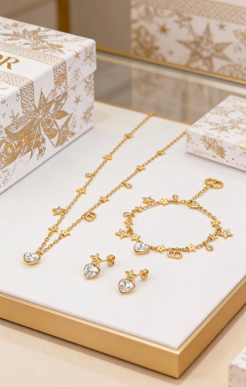 DIOR MASTER
SET ✨💫
NECKLACE BRACELET EARRINGS
135 dhs✅ 
WITH BOX AND PAPER BAG🎁🛍️

Zain89
♥️♥️♥️