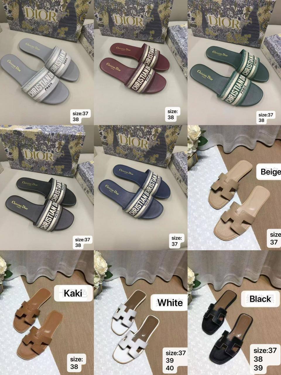 🎉Discount 💗 Dior / Hermes slipper
Limit Stock ⛔️
Size : 37-40 
70 dhs🪙💕
with box +🎁

Zain115
♥️♥️♥️