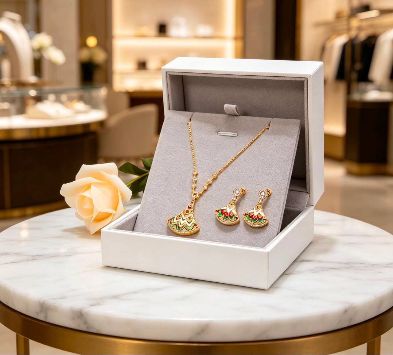 BVLGARI ❤️‍🔥
Necklace ✨
Earring 💥
Master quality 💯

With normal boxes 📦 
190 DHS🇦🇪🇦🇪🇦🇪
With master box 🗃️ 
240DHS🇦🇪🇦🇪🇦🇪

Zain216
♥️♥️♥️