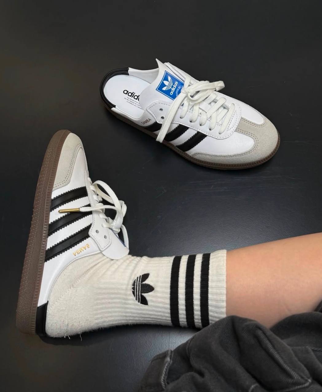 adidas Samba Mule
White Black Gum ，
Size 36-45 ，
190 dhs🇦🇪🇦🇪

Zain18
♥️♥️♥️
