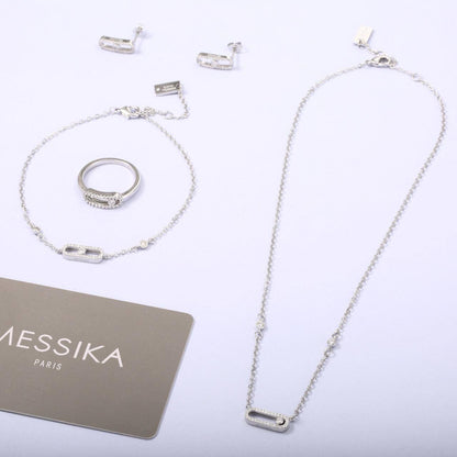 Messika Set* 🌺
Necklace 
Earrings 
Bracelet 
Ring 💍 
💥Master Quality 

140 dhs🪙🌨️
normalbox 📦

Zain48
♥️♥️♥️