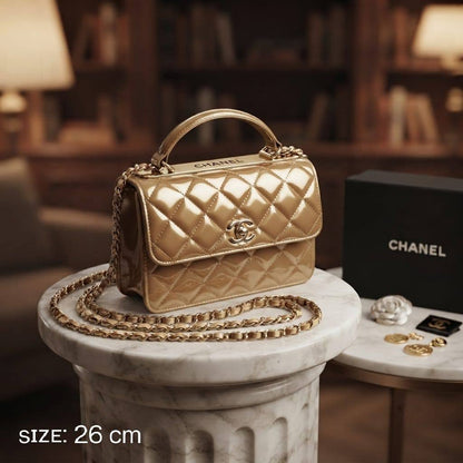 CHANEL Flap Top Handle
Patent Glossy Lambskin
Gold Hardware
With long Chain strap
Size : 26 cm
With BOX

120 dhs🇦🇪🇦🇪

Zain239
♥️♥️♥️