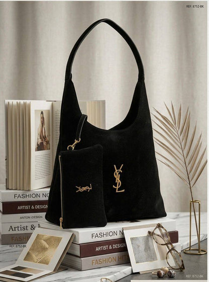 YSL - Eves Saint Laurent
HOBO Shoulder ToteBag
Suede Leather Material
Gold Hardware
With zipper Pouch Wallet
Size: 35 cm

95 dhs✅

Zain239
♥️♥️♥️