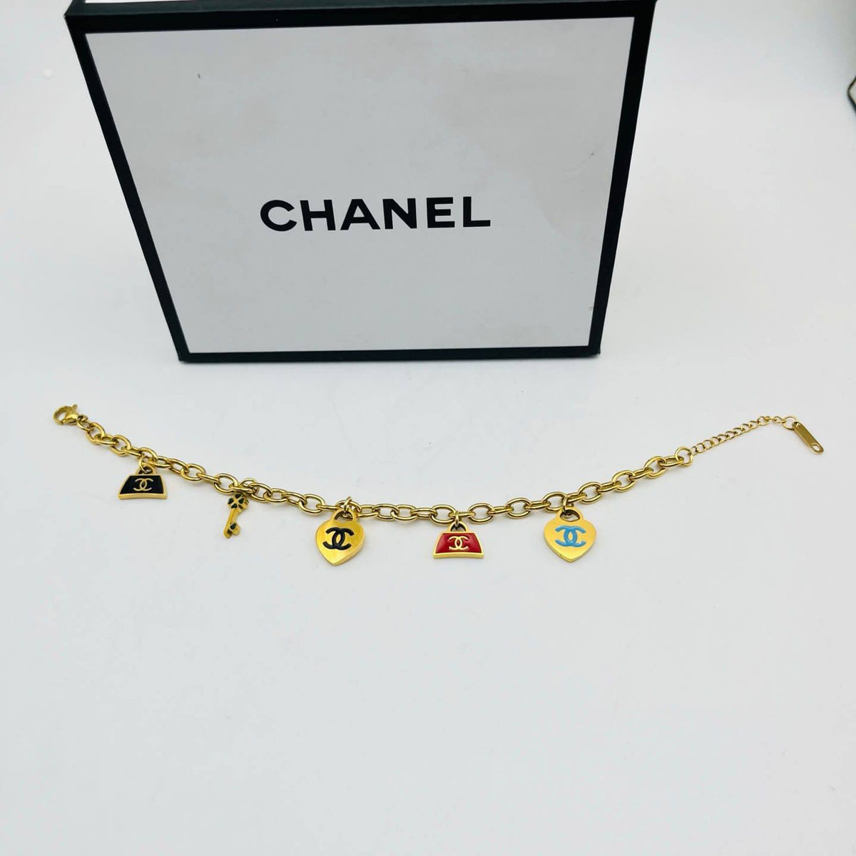 New arrival Chanel stainless steel bracelet 
40 dhs✅✅
50 dhs✅✅ with normal box

Zain243
♥️♥️♥️