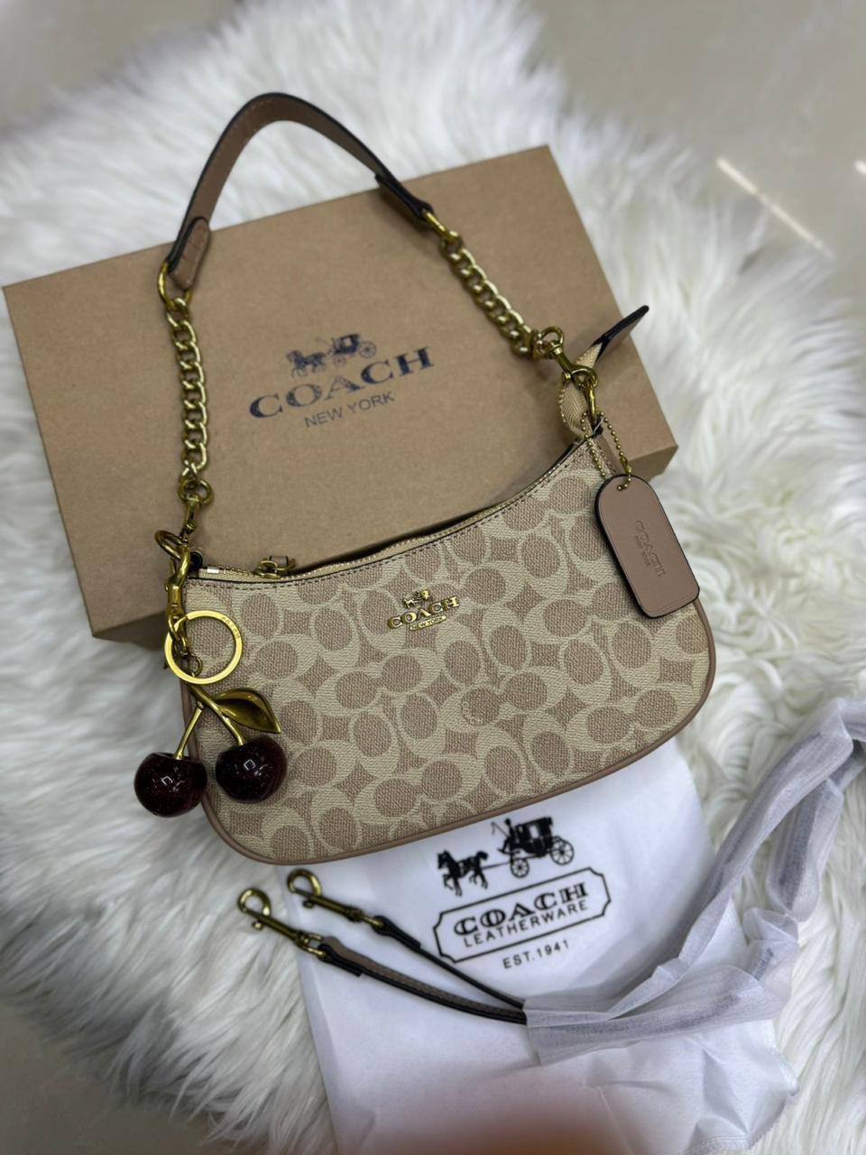 🍒 Coach Teri 
1️⃣ First quality +🎁
Size : 24 * 15 * 7 cm
85 dhs✅
with 🍒box 🎁

Zain115
♥️♥️♥️