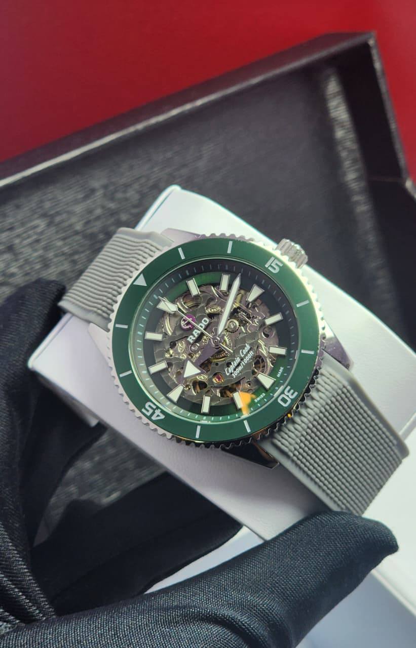 Rado Captain Cook Skeleton 
watch for men good quality automatic 
270 dhs🪙

Zain59
♥️♥️♥️