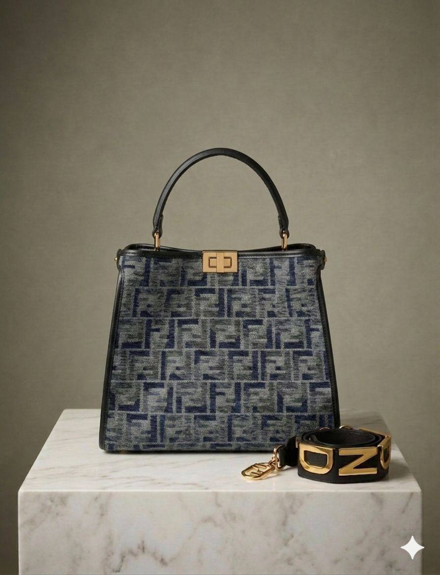 FENDI Peekaboo Bag
In Zucca Jacquard
Canvas Material
With Belt strap Gold Logo
No BOX
Size : 30 cm

100 dhs🇦🇪🇦🇪

Zain239
♥️♥️♥️