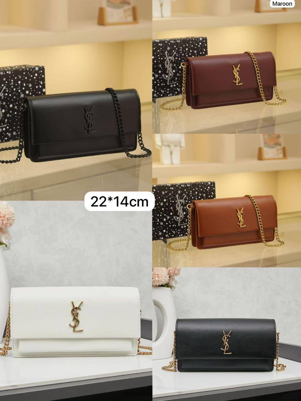 🌼 YSL Sunset
1️⃣ First quality ＋🎁
Size : 22 * 14 * 6 cm
90 dhs✅
with box🎁

Zain115
♥️♥️♥️