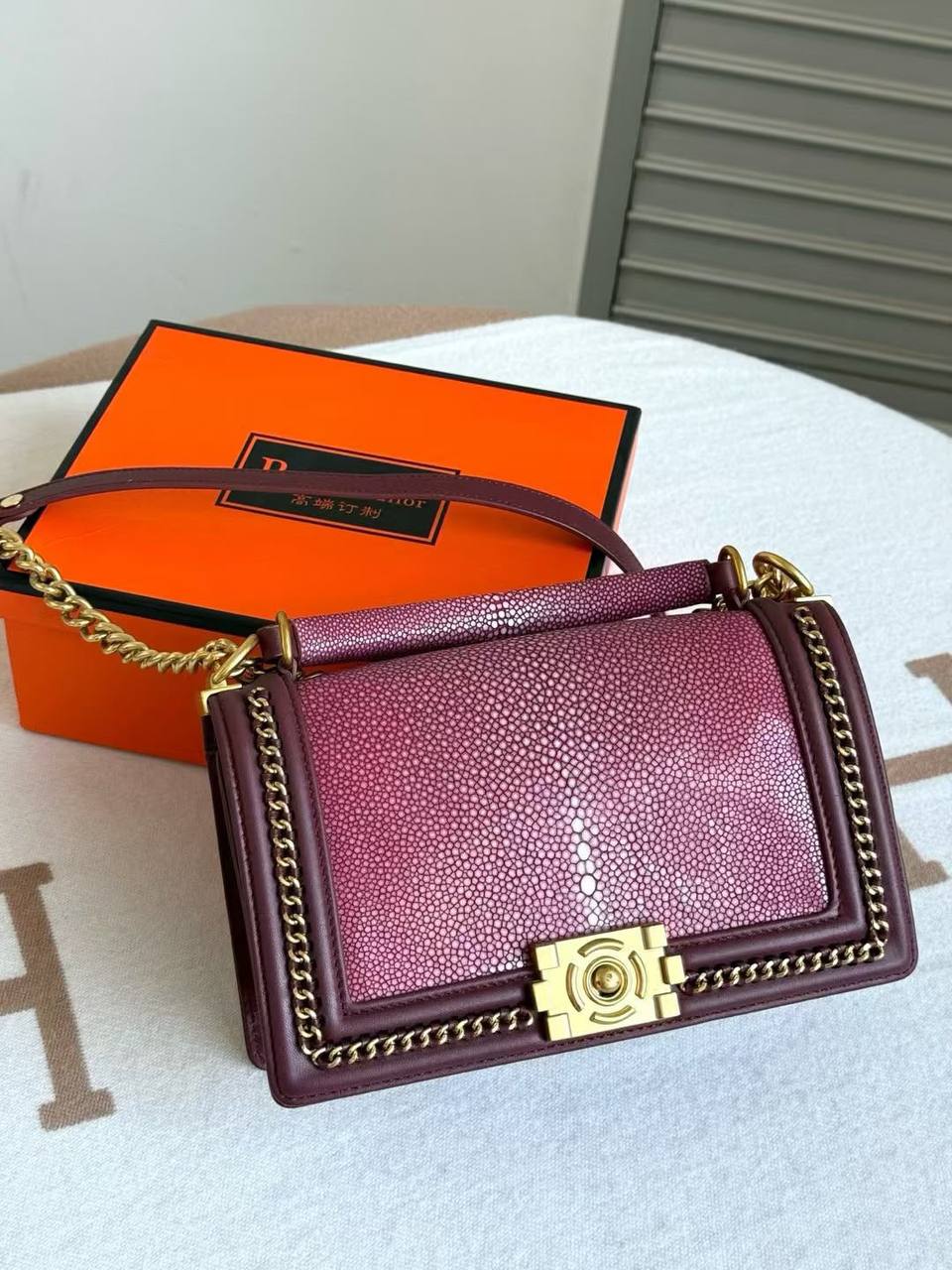 Chanel Boy Bag features unique stingray skin texture and polished gold hardware❤️❤️
Italian leather 💯💯
For Price 👇 WhatsApp✅
0568585901 
0507557372
0552275751 Owner Zain 👌

Zain71
♥️♥️♥️