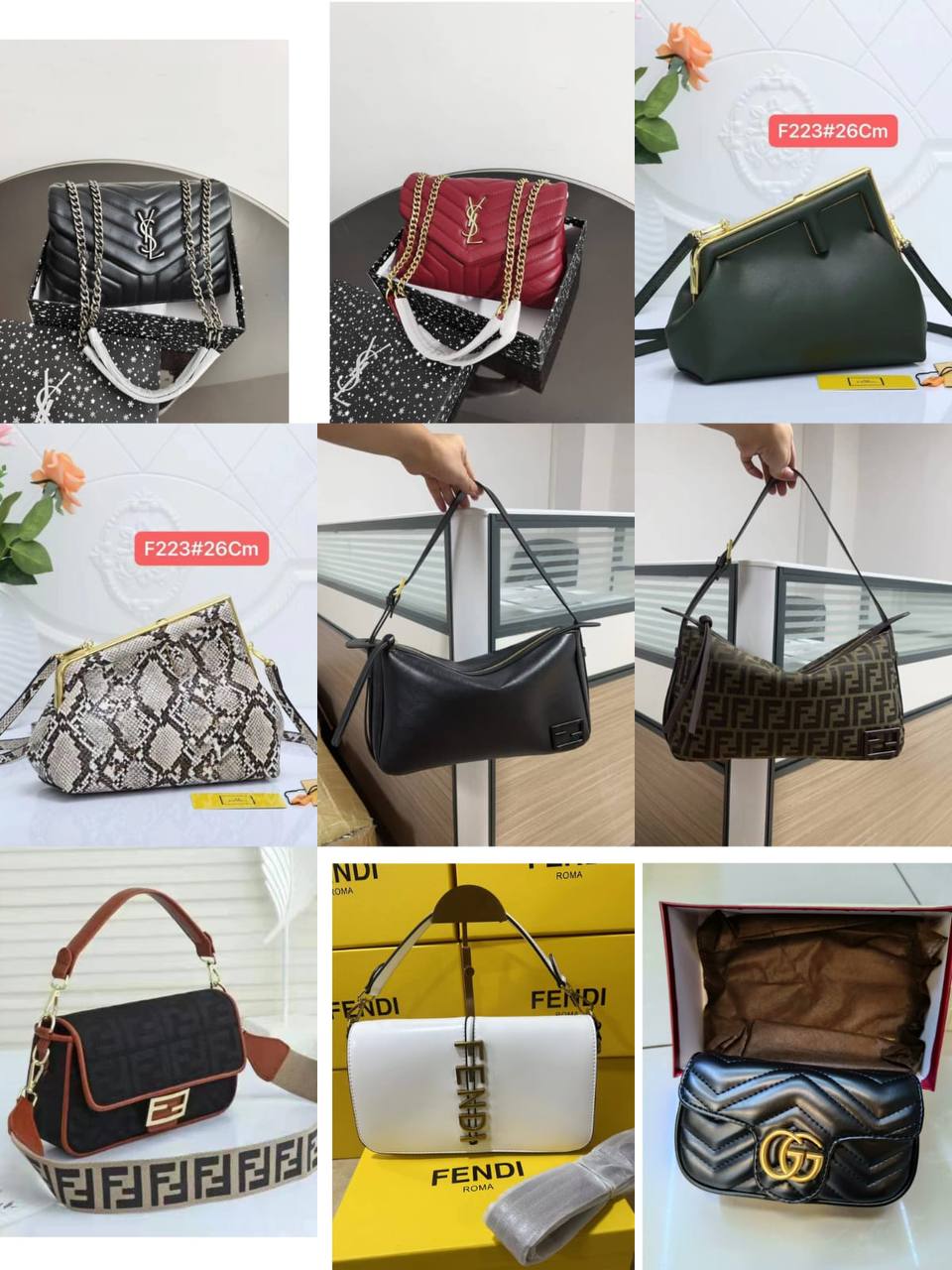Fendi - YSL - Gucci
95 dhs✅
high quality 

With box
🎁🎁🎁

Zain26
♥️♥️♥️