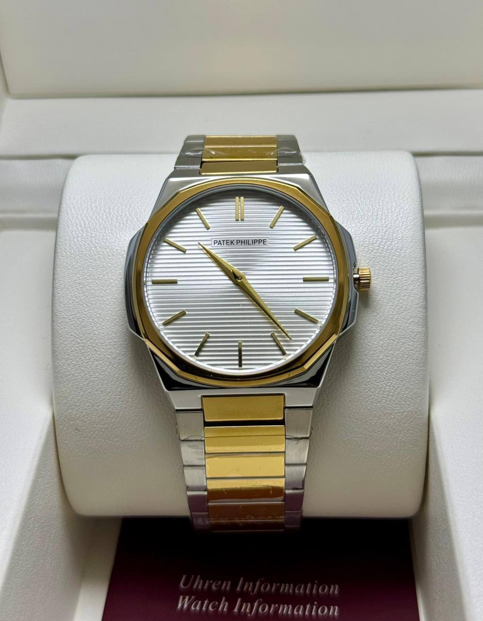 PATEK PHILIPPE SLIM MEN
*GOOD QUALITY*
*WEIGHT LESS CHAIN*
120 dhs🗽
*BATTERY*

Zain29