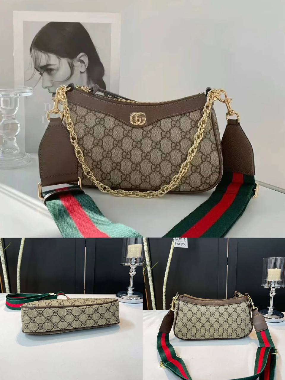 Gucci
90 dhs👑
size：24cm
Good-quality 

with box
🎁🎁🎁

Zain35
♥️♥️♥️