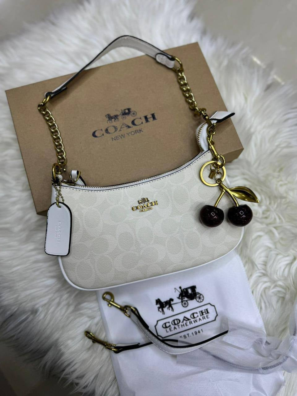 🍒 Coach Teri 

1️⃣ First quality 🍒+🎁

Size : 24 * 15 * 7 cm
90 dhs💓

with 🍒box 🎁

Zain115
♥️♥️♥️