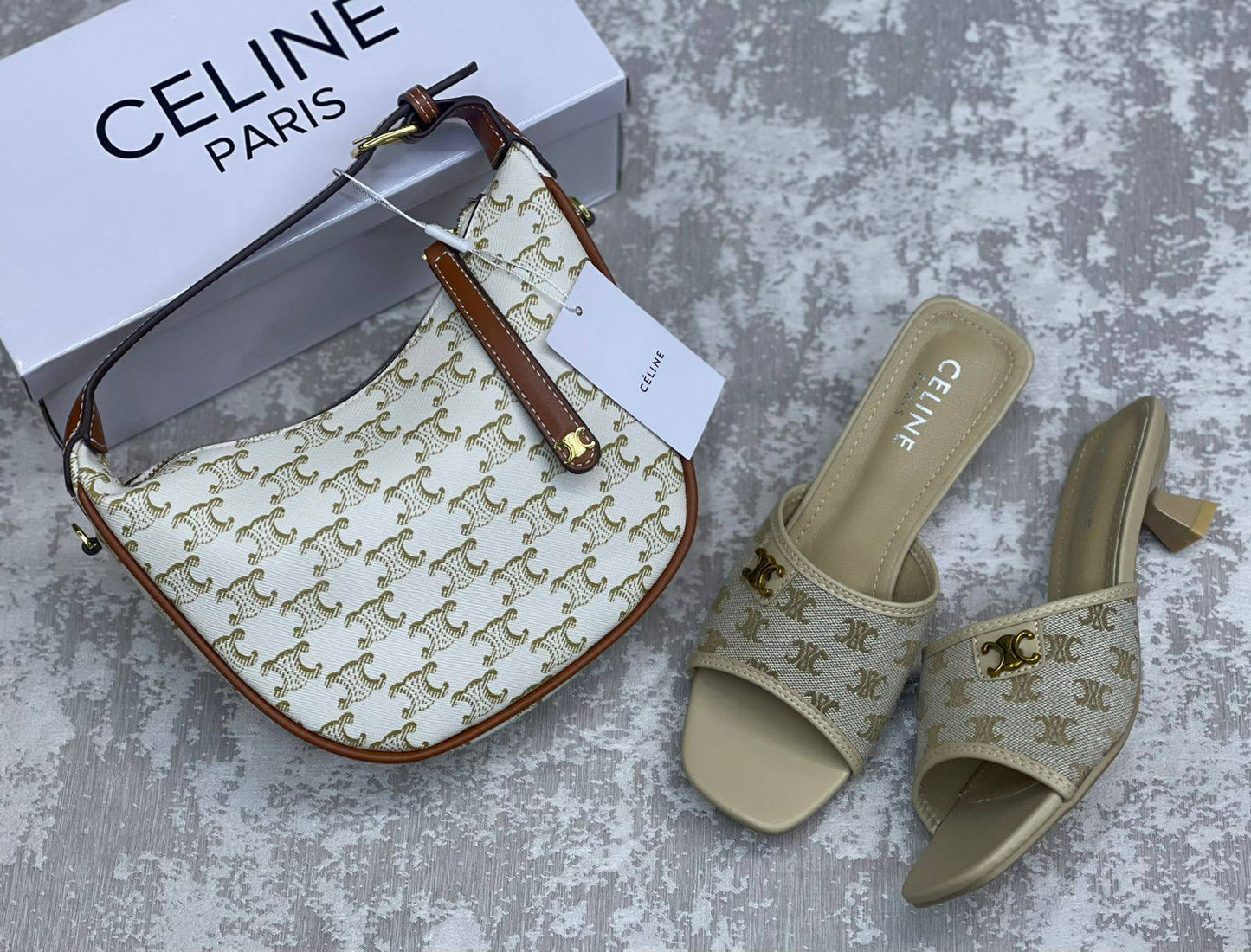 Celine 
Set
Heel size 36 to 40
210 dhs❣️

Zain175
♥️♥️♥️