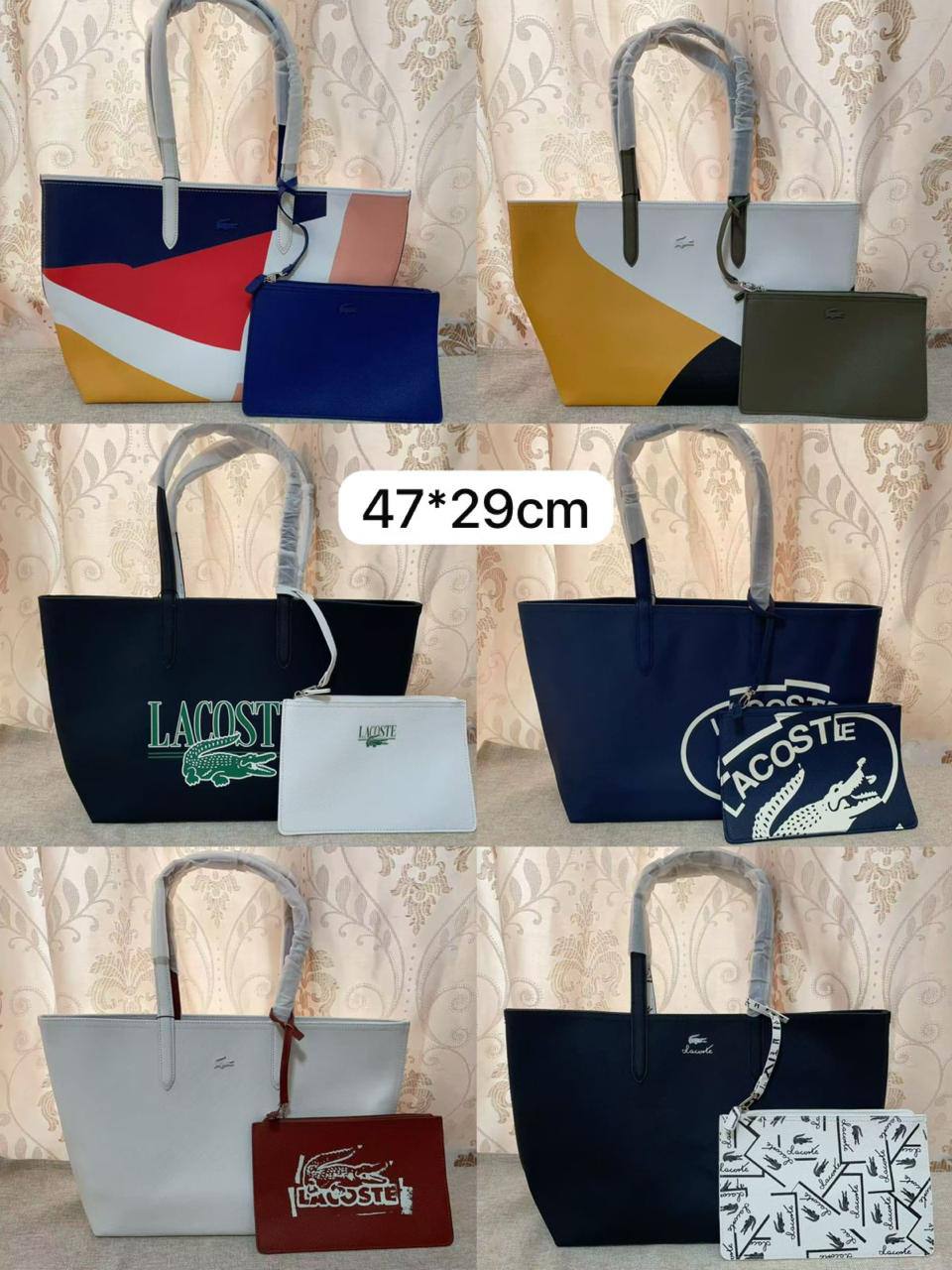 🌟 LACOSTE 🐊 2 in 1
✌🏻Double-sided usable bag
1⃣️First quality 
Size: 47 * 29 cm
85 dhs✅

Zain115
♥️♥️♥️