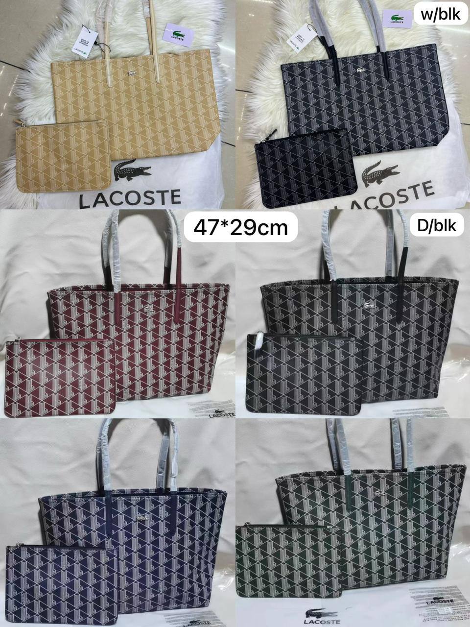 💗 LACOSTE 2 in 1 
Double-sided usable bag
1⃣️First quality 
Size: 47 * 29 cm
75 dhs🇦🇪🇦🇪

Zain115
♥️♥️♥️