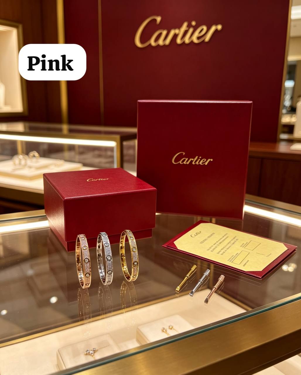 Cartier 
Bangle ✨
Master quality 💯
Size available 👇
16,17,18,19
With normal boxes 📦 
90 dhs🇦🇪🇦🇪

With master box 🗃️ 
140 dhs🇦🇪🇦🇪

Zain216
♥️♥️♥️