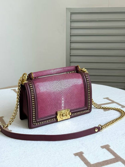 Chanel Boy Bag features unique stingray skin texture and polished gold hardware❤️❤️
Italian leather 💯💯
For Price 👇 WhatsApp✅
0568585901 
0507557372
0552275751 Owner Zain 👌

Zain71
♥️♥️♥️
