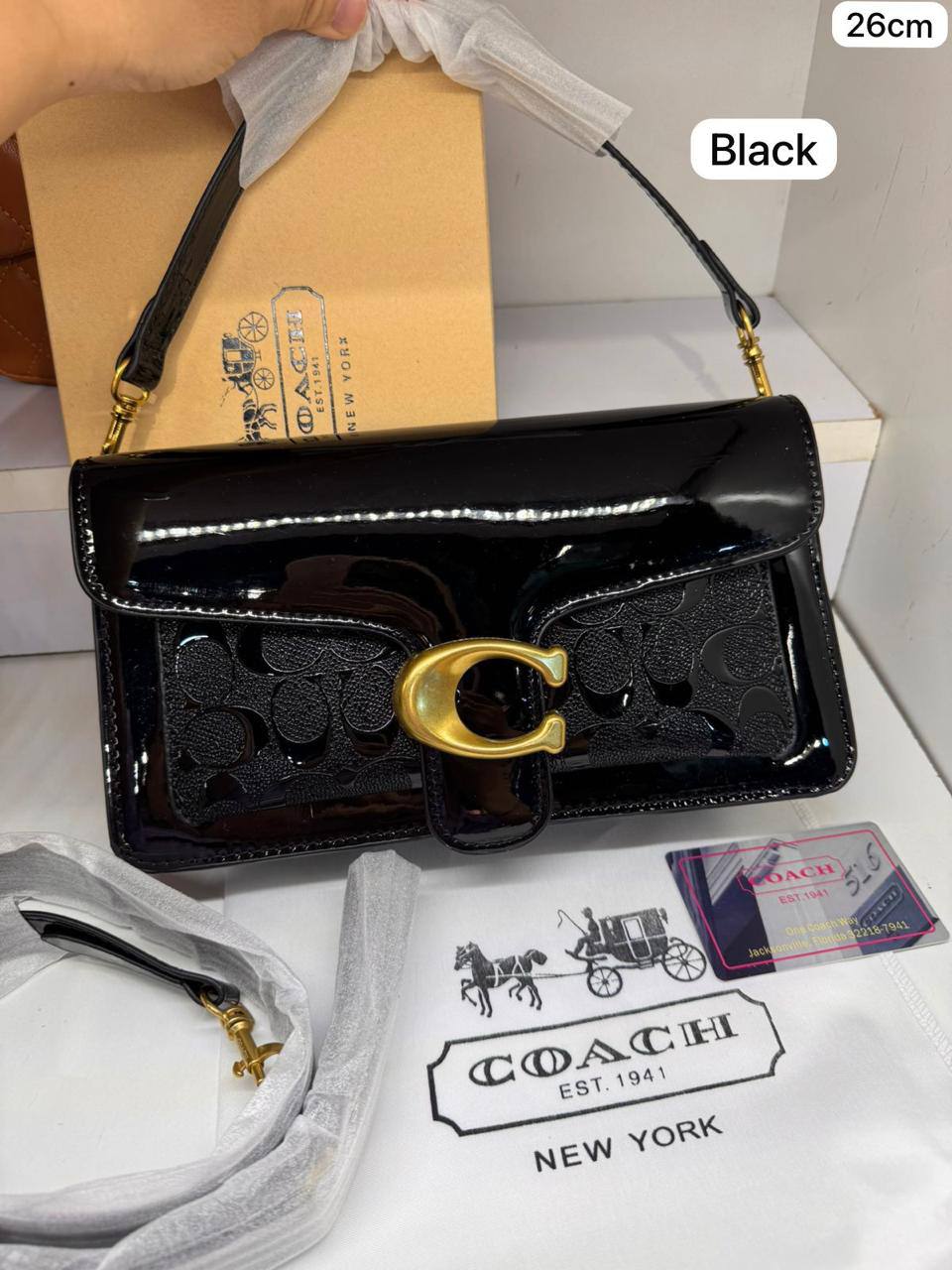 🌷 Coach Tabby
1️⃣ First quality ＋🎁
Size : 26 * 14 * 8.2 cm
90 dhs✅
with box🎁

Zain115
♥️♥️♥️