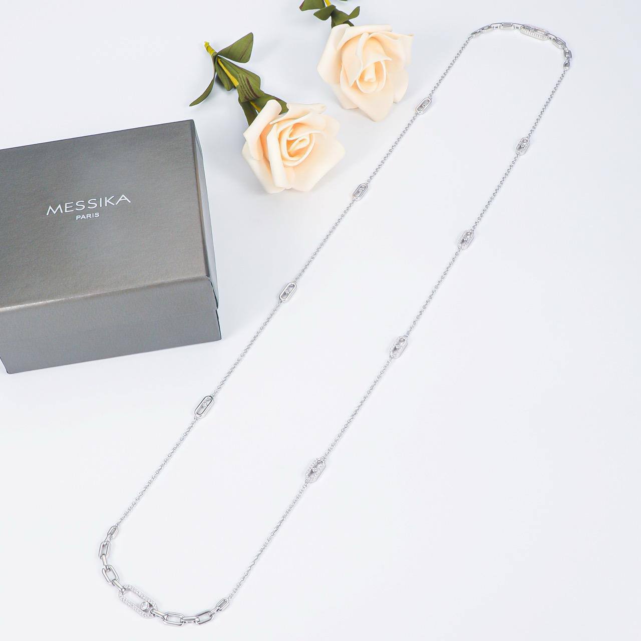 *Messika Necklace* long
Master quality 

140 dhs🪙🌨️
normal box 📦

Zain48
♥️♥️♥️