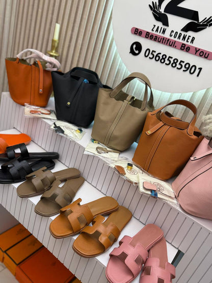 Hermes offer
Hermes oran Slippers 
Size 36-37-38-39-40-41
Bags
Hermes Brikin Bag
Size 22 CM  + Slipper 140 dhs🇦🇪 
Size 30 CM + Slipper 150 dhs🇦🇪
Size 35 CM + Slipper 160 dhs🇦🇪

Hermes Picotin
+ Slipper 140 dhs🇦🇪

Hermes Evelyne
+ Slipper 140 dhs🇦