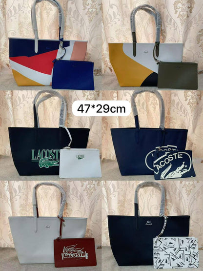 🌟 LACOSTE 🐊 New 2 in 1
Double-sided usable bag
Size: 47 * 29 cm
95 dhs🪙🖤

Zain115
♥️♥️♥️