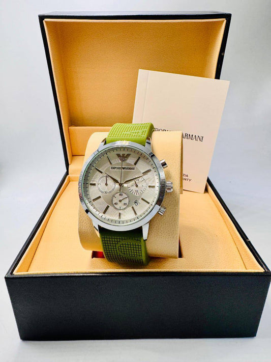 Armani Men
*chronograph working*
*offer price 
45 dhs💓

Zain08
♥️♥️♥️