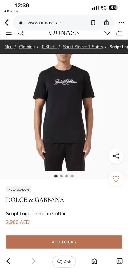 DOLCE&GABBANA❣️
SUPER MASTER QUALITY ✨
SIZE :S M L XL XXL

320 dhs🇦🇪🇦🇪

Zain327
♥️♥️♥️