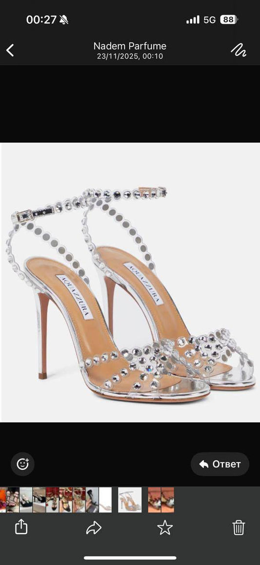 Aquazzura
High quality 
size 36-42 
120 dhs🪙🌨️

Zain132
♥️♥️♥️