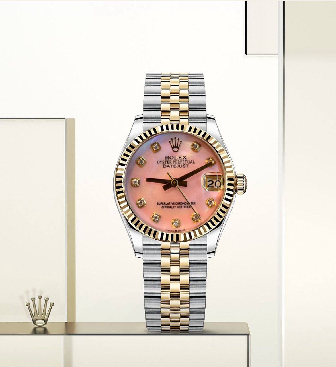 Rolex 
For Ladies Automatic 
Good Quality  31mm 
230 dhs🪙🌨️

Zain59
♥️♥️♥️