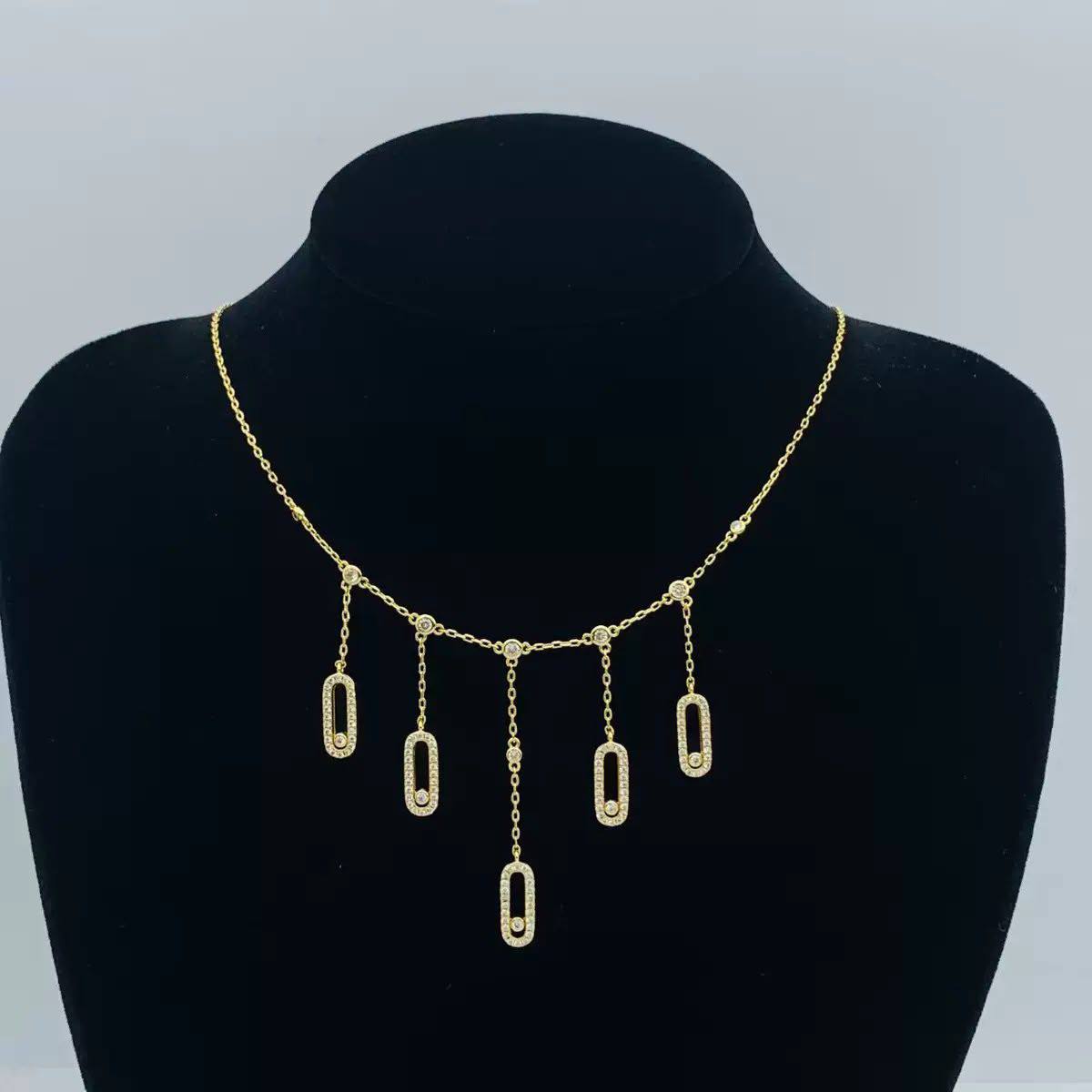 Messika set* ☘️
Necklace 
Earrings 
Bracelet 
*Master quality* 🎲

*155* AED normal box 📦

Zain48
♥️♥️♥️