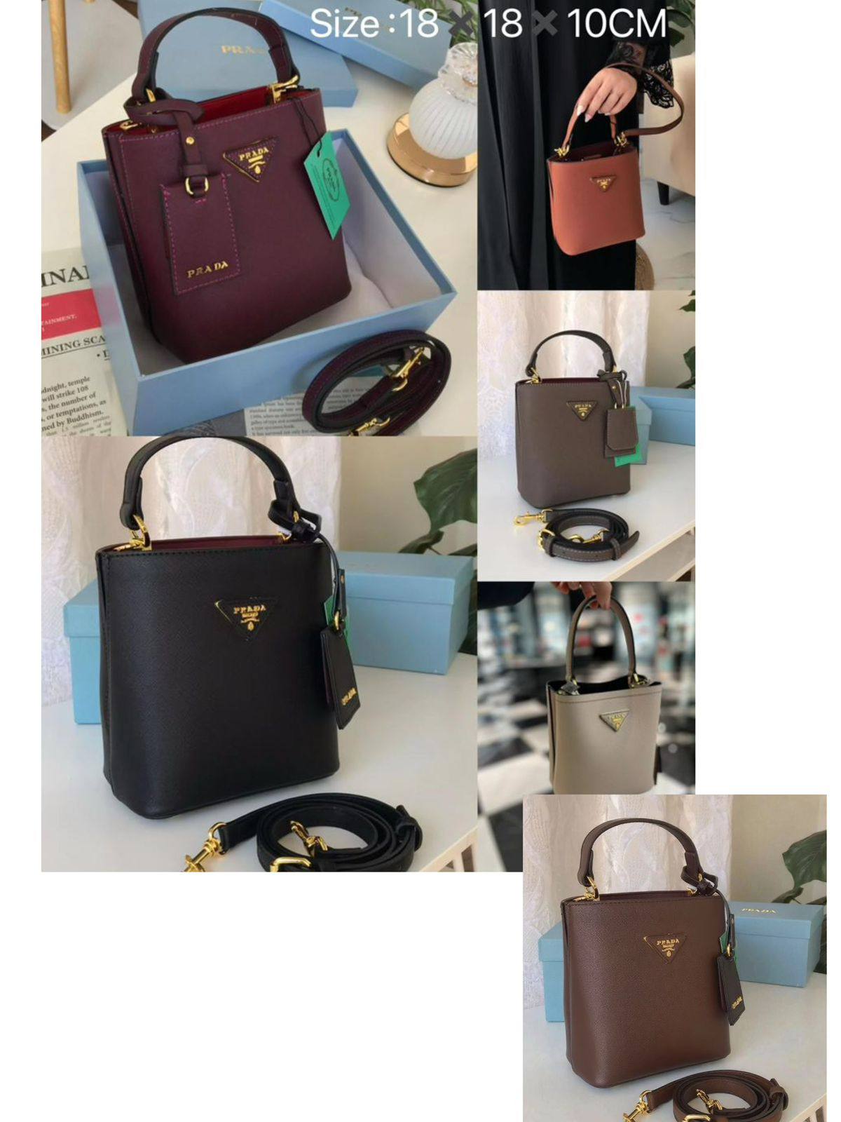 Prada
105 dhs❣️
size：22cm
Good quality 

with box
🎁🎁🎁

Zain35
♥️♥️♥️