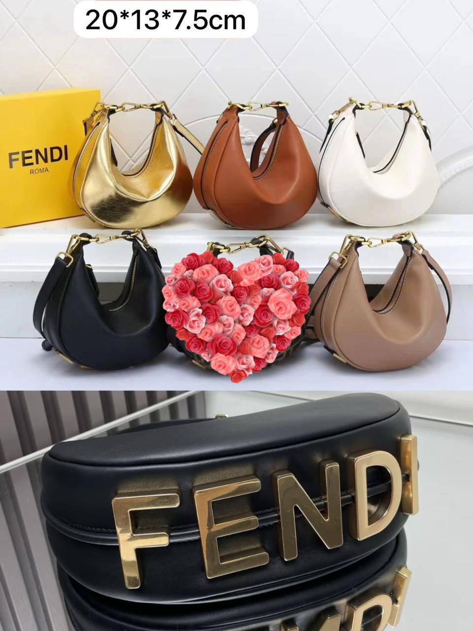 Fendi Graphy
Size : 20 * 13 * 7.5 cm
90 dhs🪙💚
with box 🎁

Zain115
♥️♥️♥️
